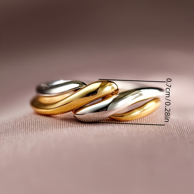 Women's Minimalist Two-Tone Ring, Fashionable and Versatile